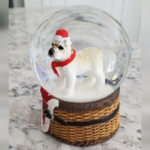 New Bulldog Dog Santa Christmas Sparkling Snow Water Globe